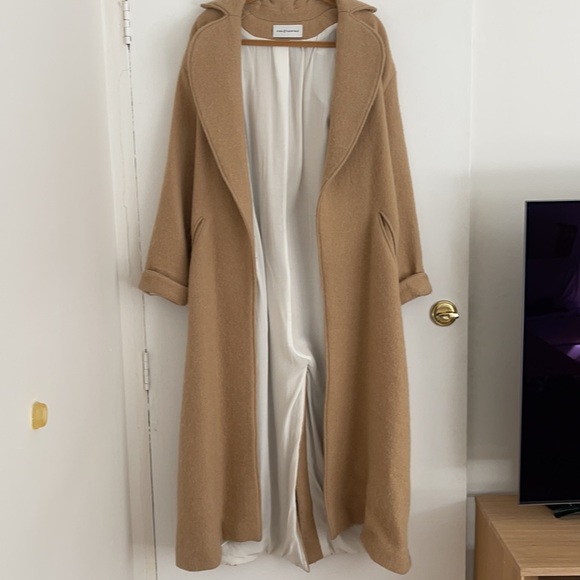 King & Tuckfield Oversized Belted Wood Blend Coat Camel Maxi - Picture 4 of 11